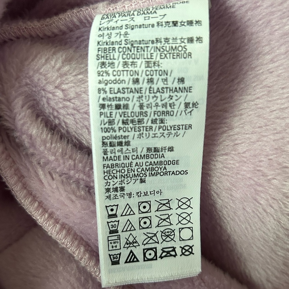 Kirkland Cozy Fleece Lined Robe Light Purple Warm Loungewear - Picture 7 of 11